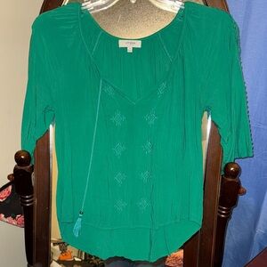 Umgee Teal Embroidered Blouse